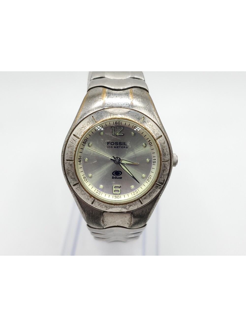 Fossil Blue Quartz Watch Womens New Battery Silver Tone 30mm